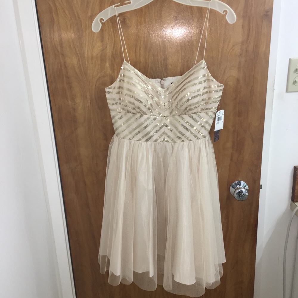 ✨ Aqua Bloomingdales Champagne Sequin Dress ✨